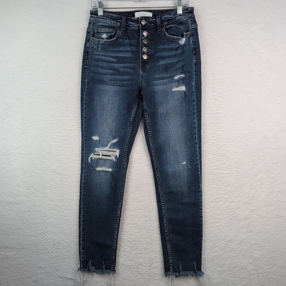Vervet Haylie Jeans Women's 29 High Rise Button Up Ankle Skinny Distressed